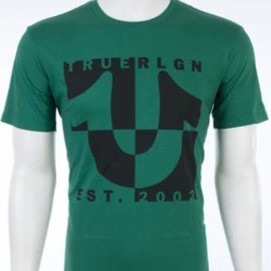 TRUE RELIGION Mens Short Sleeve HORSESHOE SPLIT Crewneck T-Shirt (Green)